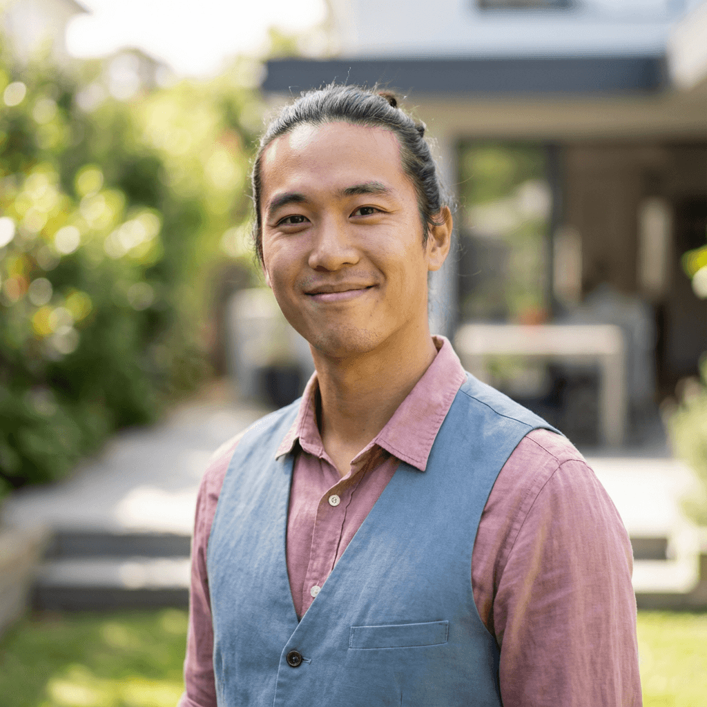Male homeowner in his late 20s, East Asian, tidy and practical
