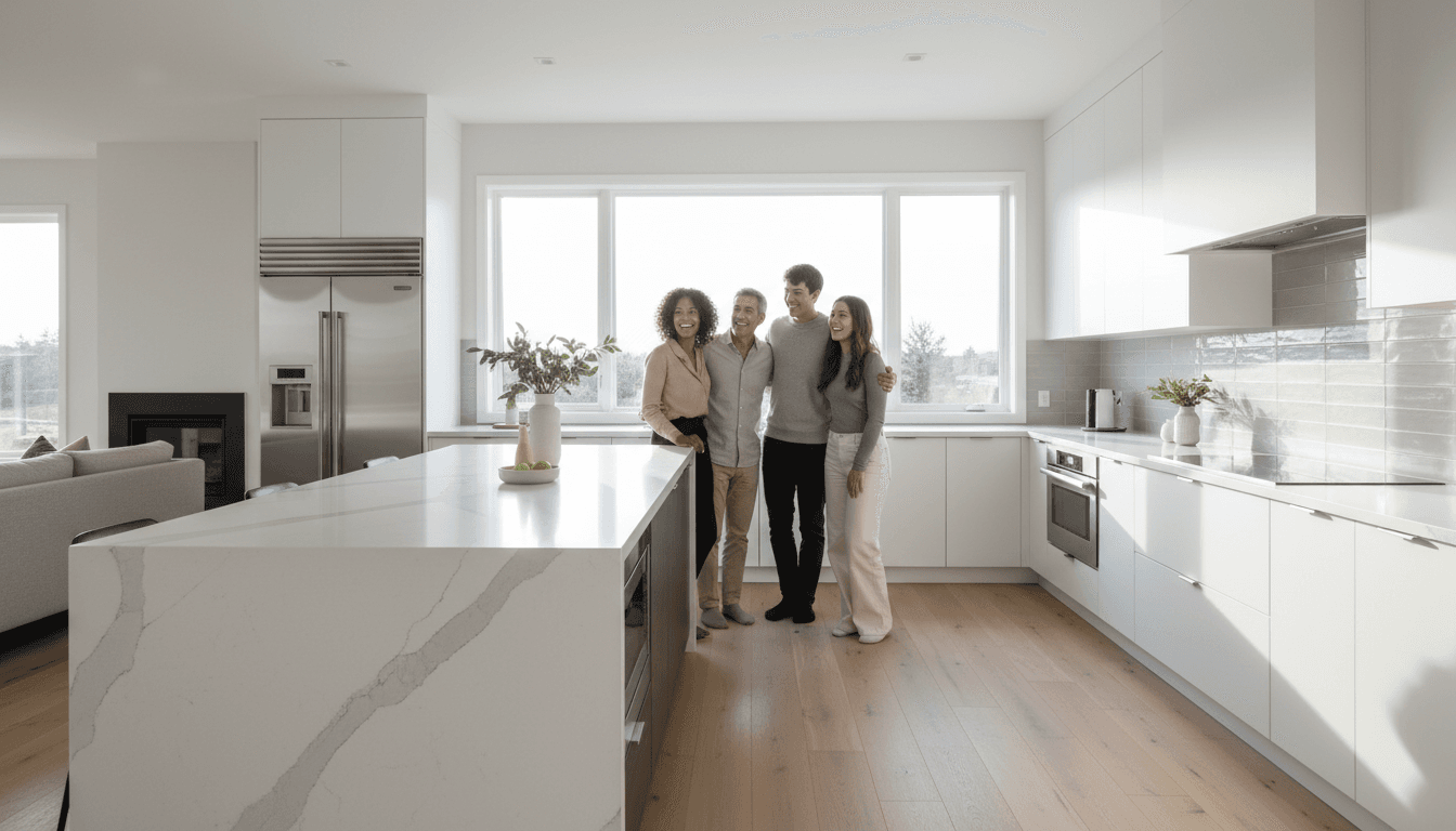 Modern renovated kitchen with new cabinets and countertops