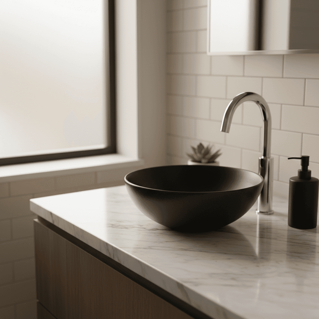 Elegant bathroom vanity with double sinks and modern fixtures